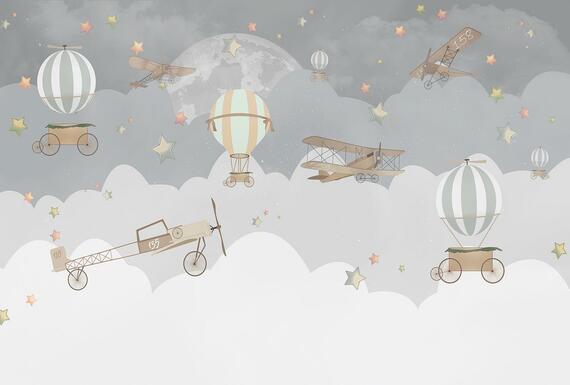 Фотообои F-447 Разноцветные звёзды над облаками 400х270