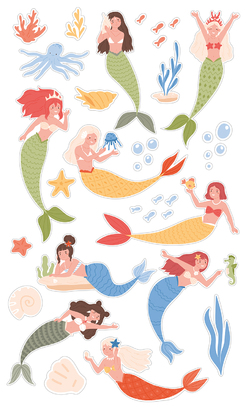 НАКЛЕЙКИ ДЕКОРАТИВНЫЕ ВИНИЛОВЫЕ Divino Sticky/30*50Русалочки 30х50 см
