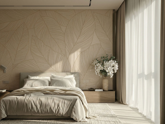 Авторские фотообои SV-020 «Листья на светлом» (на заказ)