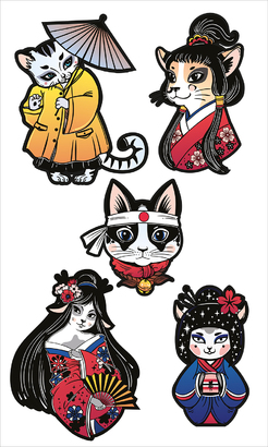 НАКЛЕЙКИ ДЕКОРАТИВНЫЕ ВИНИЛОВЫЕ Divino Sticky/30*50Японские котики 30х50 см