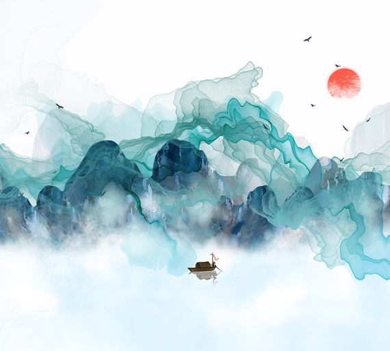 Фотообои T-016 Акварельный пейзаж 300х270