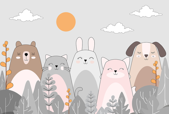 Фотообои F-075 Милые животные среди деревьев 400х270