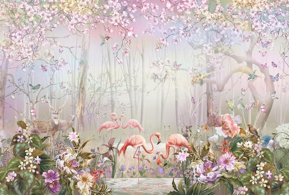 Фотообои F-391 Фламинго в цветах 2 400х270