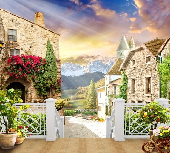 Фотообои Городок у гор 300х270 см из коллекции Divino Decor