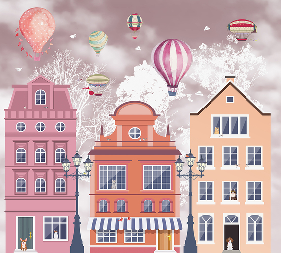 Фотообои/T коллекцияЖивотные в домиках  300х270