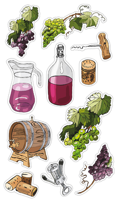 НАКЛЕЙКИ ДЕКОРАТИВНЫЕ ВИНИЛОВЫЕ Divino Sticky/30*50Винный набор 30х50 см