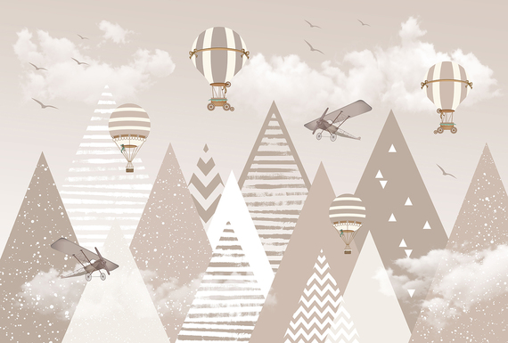 Фотообои F-278 Горы с шарами беж 400х270