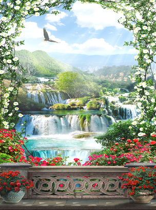 Фотообои Вид на водопад 200х270 из коллекции Divino Decor