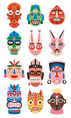 НАКЛЕЙКИ ДЕКОРАТИВНЫЕ ВИНИЛОВЫЕ Divino Sticky/30*50Африканские маски 30х50 см