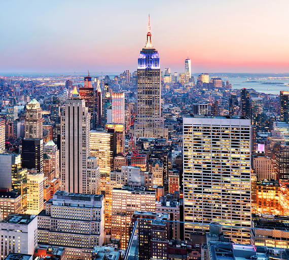 Фотообои T-054 Закатное небо над Нью-Йорком 300х270