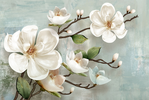 Фотообои F-065 Крупные белые цветы 400х270