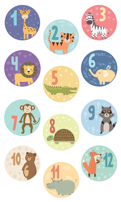 НАКЛЕЙКИ ДЕКОРАТИВНЫЕ ВИНИЛОВЫЕ Divino Sticky/30*50Цифры и звери 30х50 см