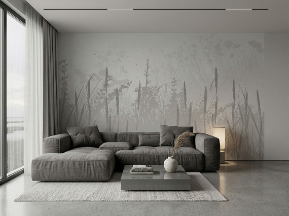 Авторские фотообои SV-016 «Колоски на светло-сером» (на заказ)