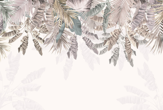 Фотообои F-409 Тропические листья на светлом фоне 2 400х270