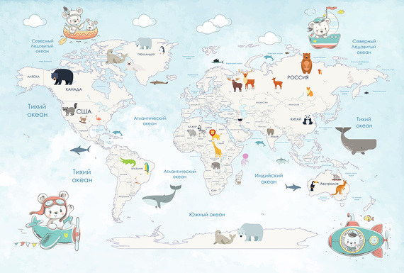 Фотообои T-124 Карта путешествий 400х270