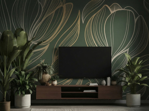 Авторские фотообои SV-004 «Нежные тюльпаны на зеленом» (на заказ)