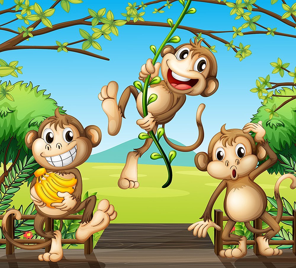 Фотообои Три обезьянки 300х270 см из коллекции Divino Decor