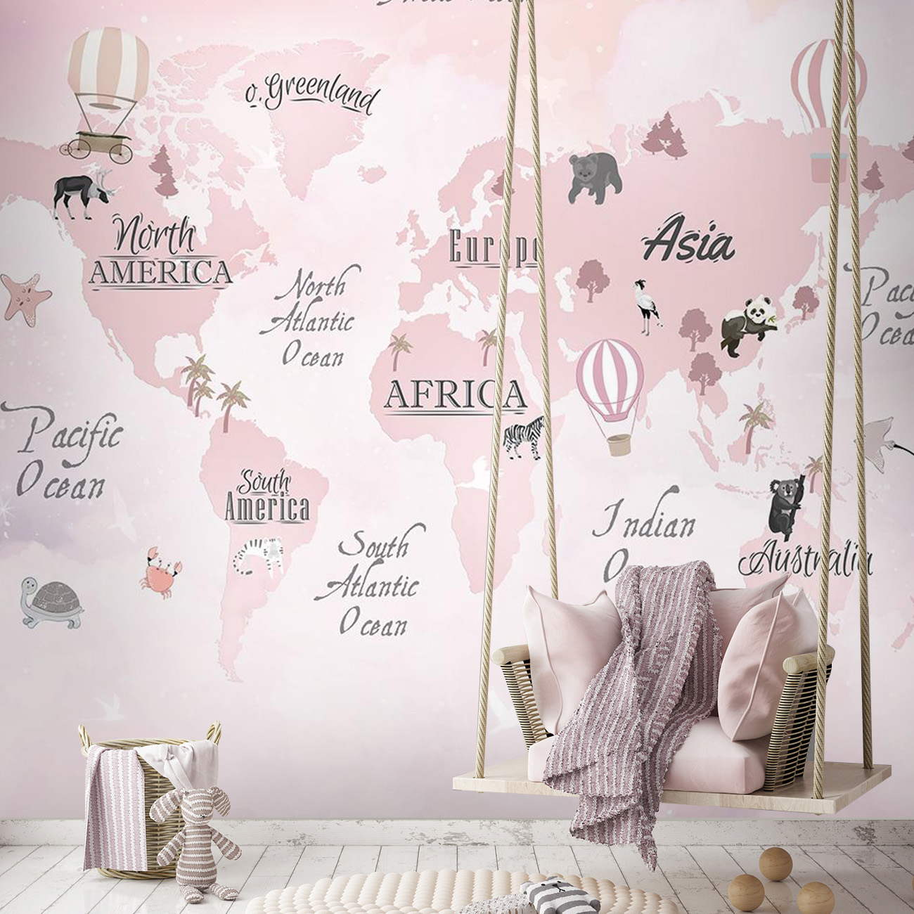 Фотообои Z-072 Карта мира с облаками ENG 300х270