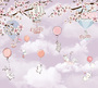 Фотообои F-204 Зайки в розовых облаках 300х270