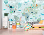 Фотообои F-326 Карта мира с милыми животными 400х270