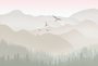 Фотообои F-235 Птицы над горами и лесом беж 2 400х270