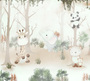 Фотообои F-186 Милые животные в туманном лесу 300х270